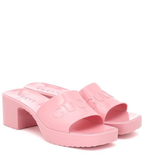 gucci sandals pink rubber